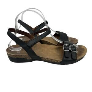 DANSKO Women's Rebekah  Leather Black Strappy Sandals Size 39